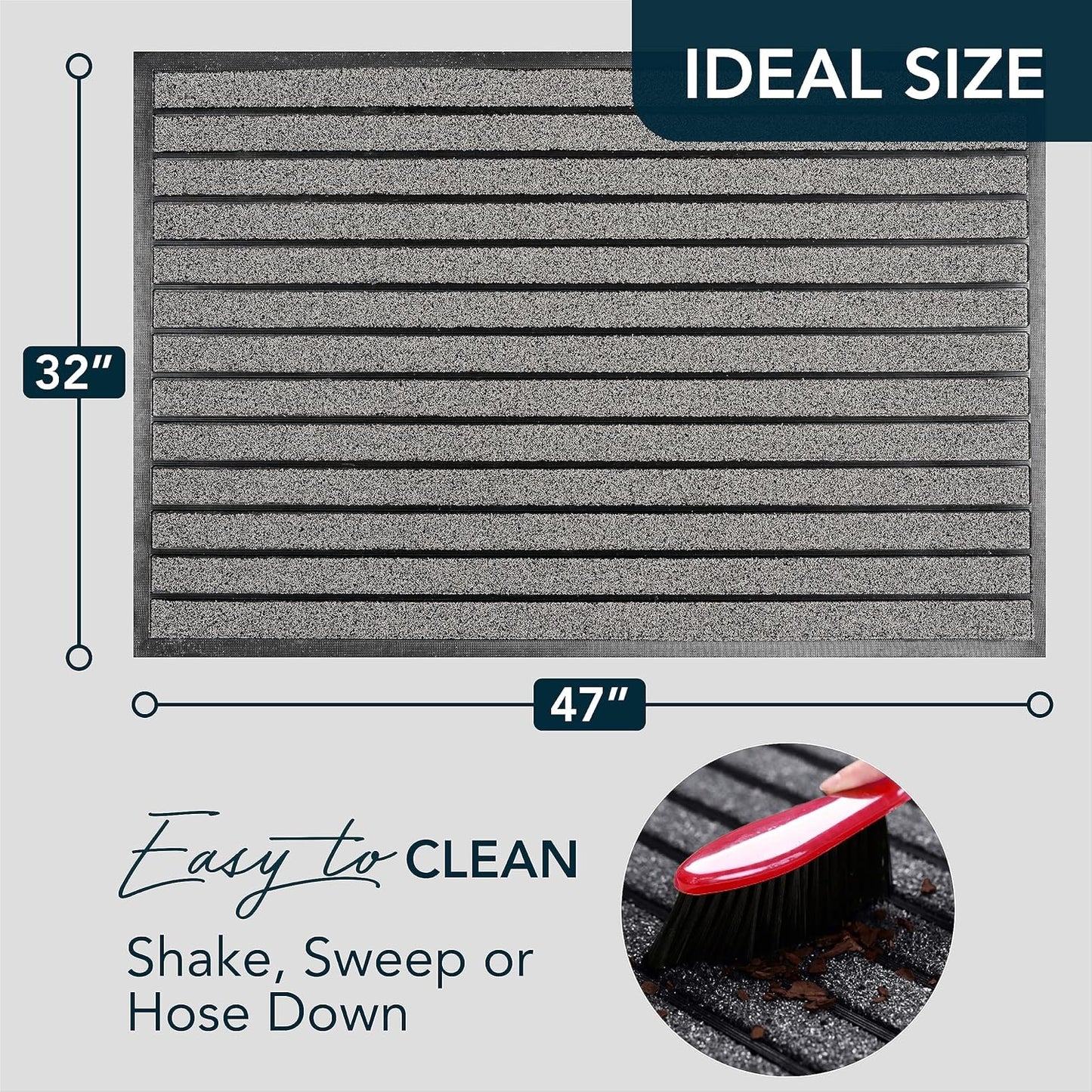 ubdyo Extra Durable Door Mat - Dirt Trapping Outdoor Welcome Mats - Non-Slip Outdoor Indoor Entrance - Low Profile Front Doormat (30" x 17", Bright Brown)