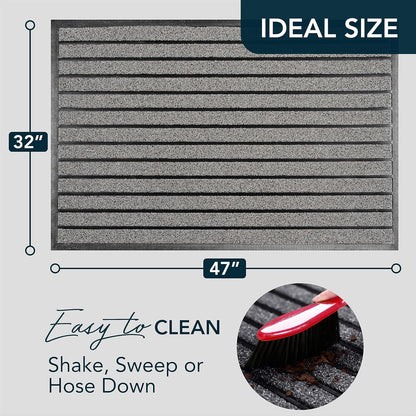 ubdyo Extra Durable Door Mat - Dirt Trapping Outdoor Welcome Mats - Non-Slip Outdoor Indoor Entrance - Low Profile Front Doormat (30" x 17", Bright Brown)