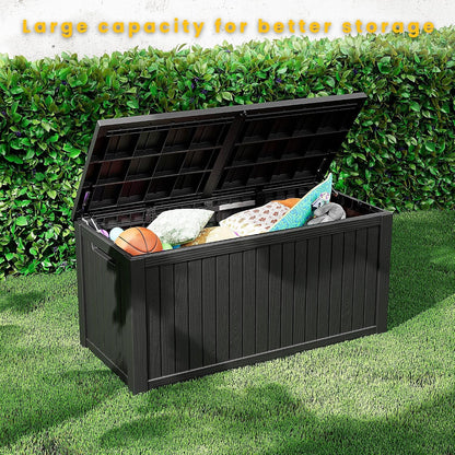 Outdoor Storage Box 325GAL Waterproof Resin Deck Box,Pool Accessories Supplies，UV-Resistant Lockable Package Delivery Bin for Garden Tools,Large Patio Outside Cushions,Chest,Furniture,Black