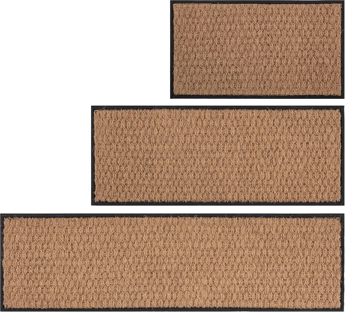 Anji Mountain Heavy Duty Waterproof Rubber Shoe Storage Mat Organizer/Boot Storage Tray Multi Use for Entryway with Coir, Tan Insert, Fits 4 Pair (46.5" Wide)