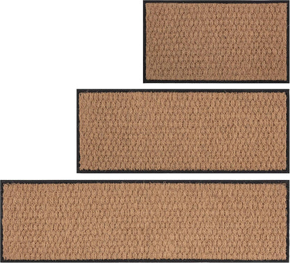 Anji Mountain Heavy Duty Waterproof Rubber Shoe Storage Mat Organizer/Boot Storage Tray Multi Use for Entryway with Coir, Tan Insert, Fits 4 Pair (46.5" Wide)