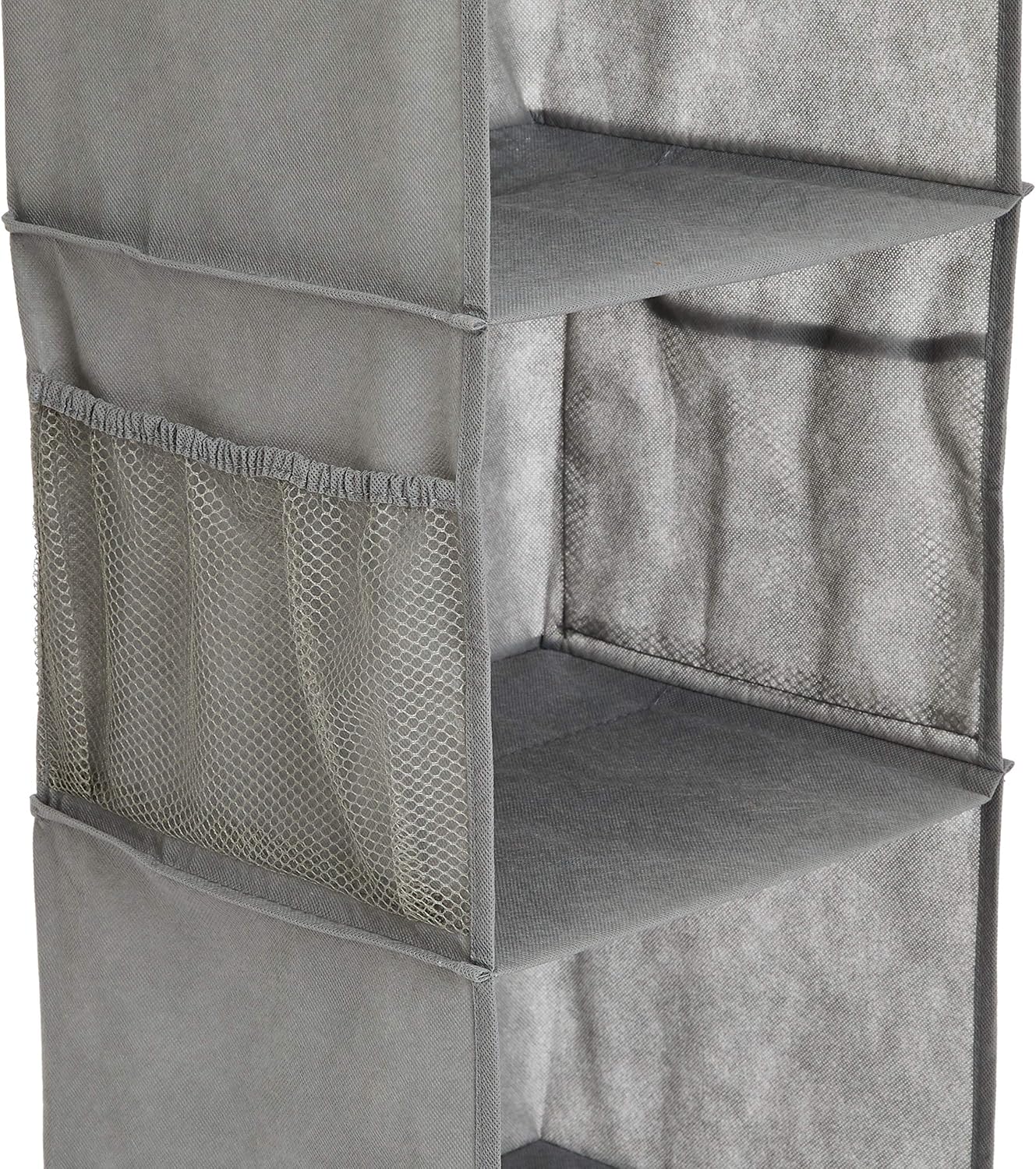 Amazon Basics 6-Tier Hanging Closet Shelf Organizer with Pockets, Clothes Storage for Sweaters and Clothing, 12" W x 9" L x 8.5" H, Grey | Organizer