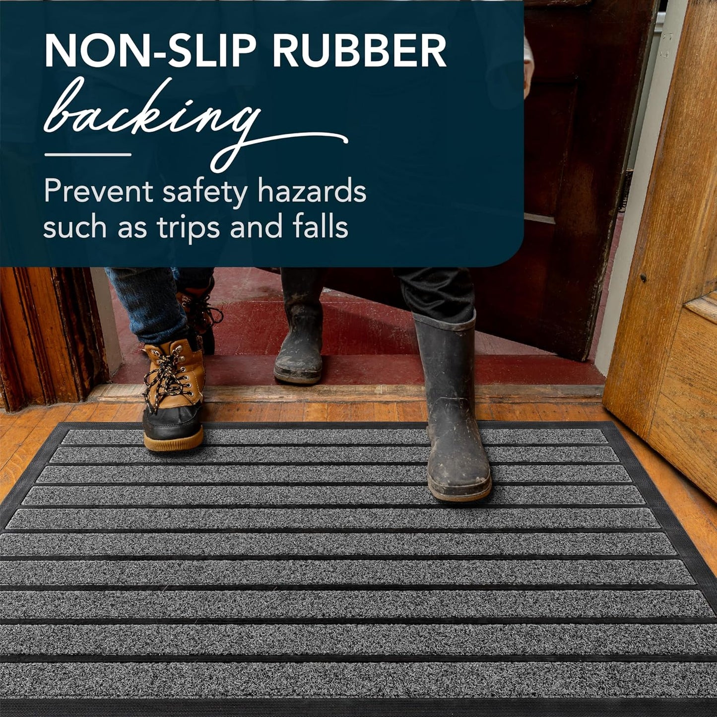ubdyo Extra Durable Door Mat - Dirt Trapping Outdoor Welcome Mats - Non-Slip Outdoor Indoor Entrance - Low Profile Front Doormat (30" x 17", Bright Brown)