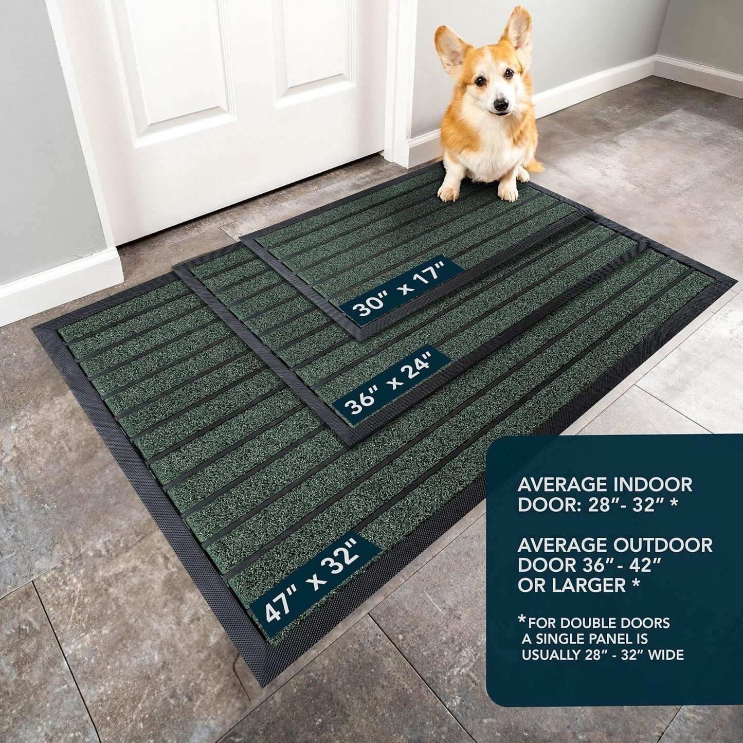 ubdyo Extra Durable Door Mat - Dirt Trapping Outdoor Welcome Mats - Non-Slip Outdoor Indoor Entrance - Low Profile Front Doormat (30" x 17", Bright Brown)