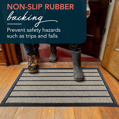ubdyo Extra Durable Door Mat - Dirt Trapping Outdoor Welcome Mats - Non-Slip Outdoor Indoor Entrance - Low Profile Front Doormat (30" x 17", Bright Brown)