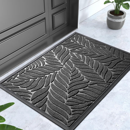 Yimobra Front Door Mat Outdoor Indoor, 29.5x17 All-Season Waterproof Door Mat Outside Entrance, All-Weather Non-Slip Outside Doormat for Garage Patio Entryway, Brown