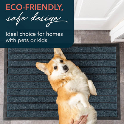 ubdyo Extra Durable Door Mat - Dirt Trapping Outdoor Welcome Mats - Non-Slip Outdoor Indoor Entrance - Low Profile Front Doormat (30" x 17", Bright Brown)