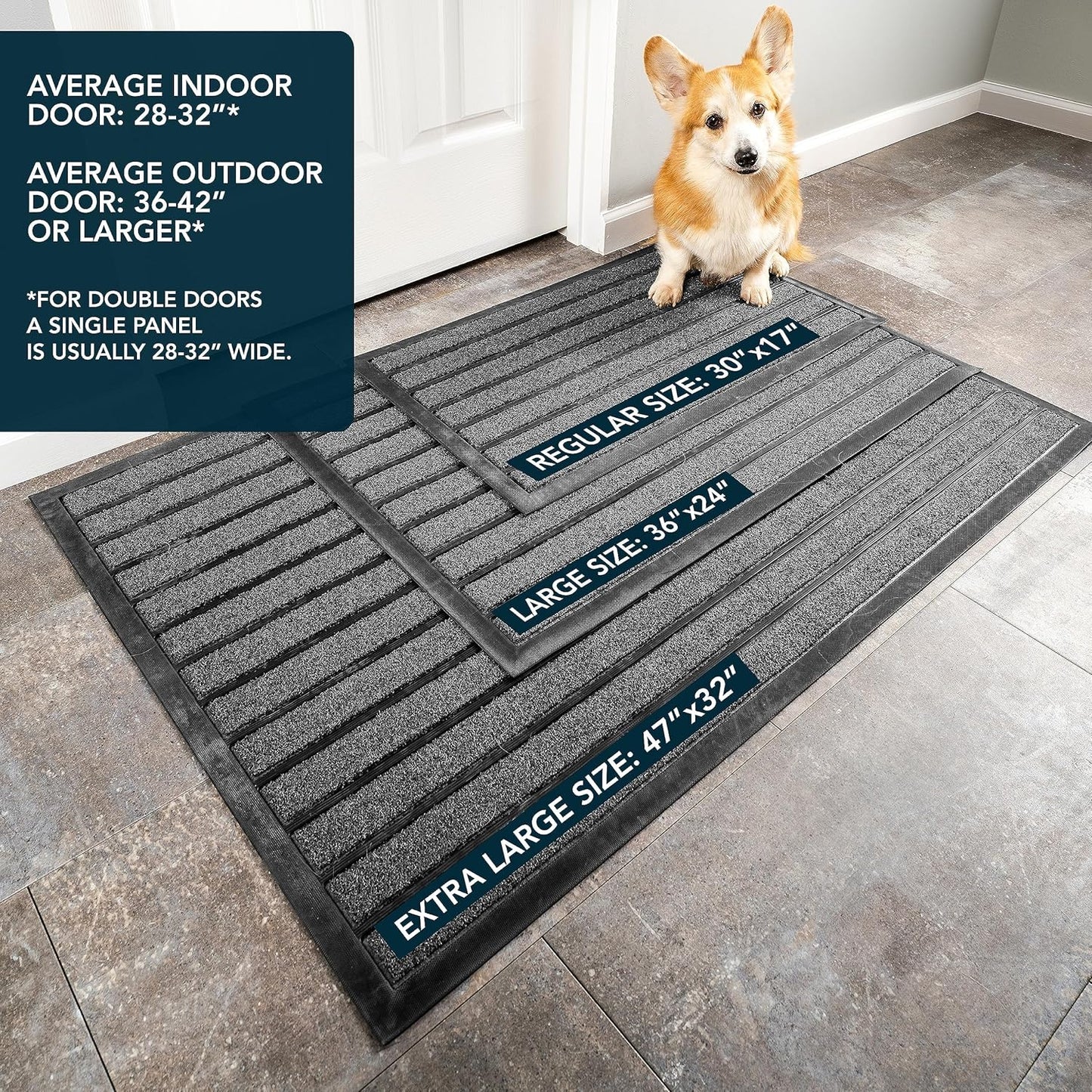 ubdyo Extra Durable Door Mat - Dirt Trapping Outdoor Welcome Mats - Non-Slip Outdoor Indoor Entrance - Low Profile Front Doormat (30" x 17", Bright Brown)