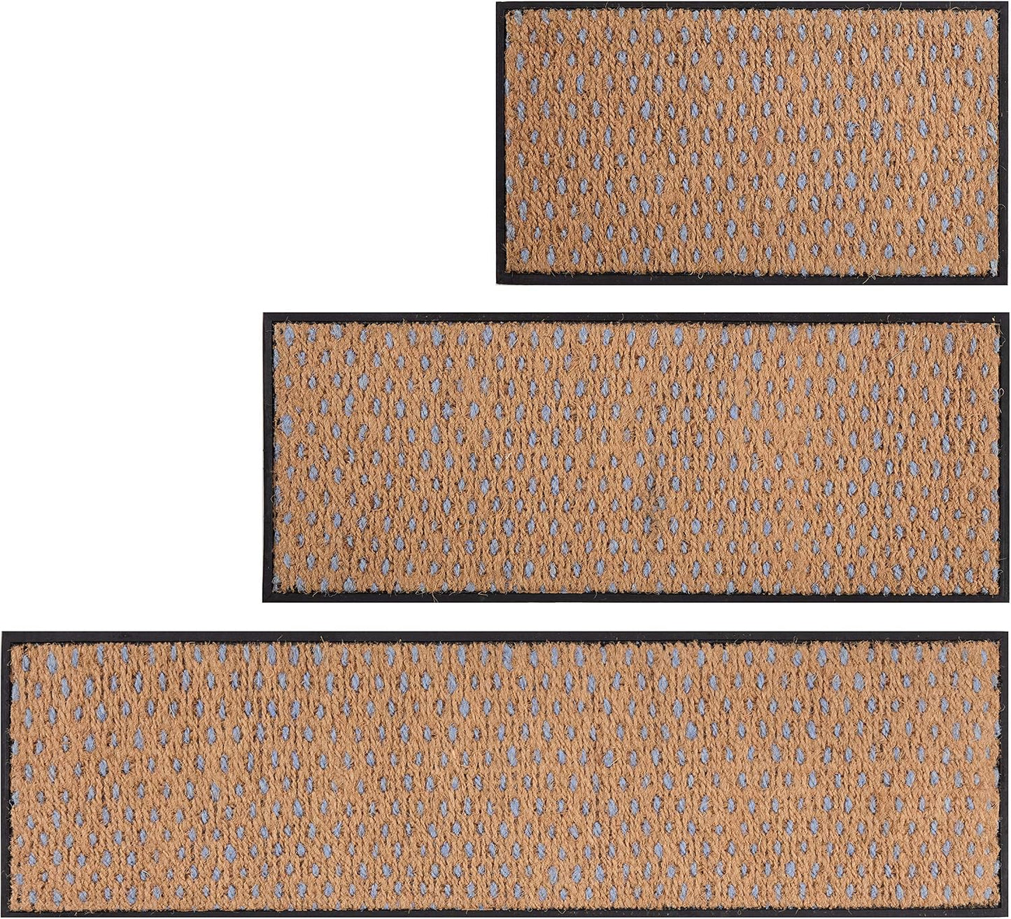 Anji Mountain Heavy Duty Waterproof Rubber Shoe Storage Mat Organizer/Boot Storage Tray Multi Use for Entryway with Coir, Tan Insert, Fits 4 Pair (46.5" Wide)