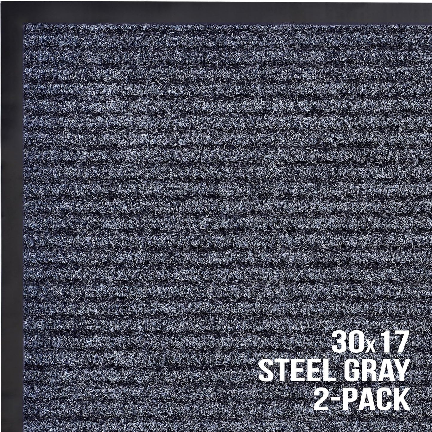 Sierra Concepts Front Door Mat Welcome Floor Mats - Entryway Indoor Outdoor Entrance Doormat, Patio, Porch, Muddy Shoe, Inside Outside Low Profile, 30x17 inches, 2-Pack Gray
