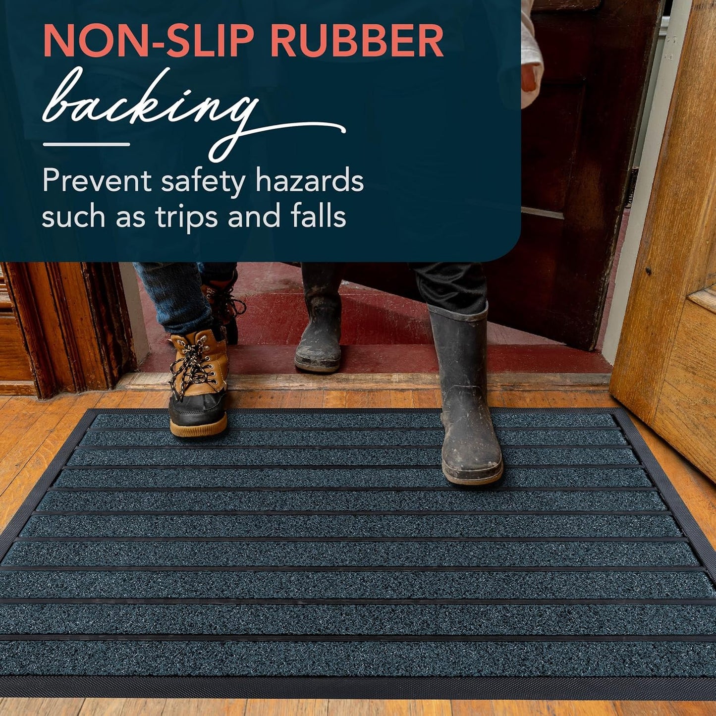 ubdyo Extra Durable Door Mat - Dirt Trapping Outdoor Welcome Mats - Non-Slip Outdoor Indoor Entrance - Low Profile Front Doormat (30" x 17", Bright Brown)