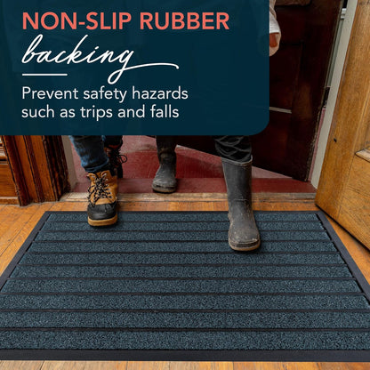 ubdyo Extra Durable Door Mat - Dirt Trapping Outdoor Welcome Mats - Non-Slip Outdoor Indoor Entrance - Low Profile Front Doormat (30" x 17", Bright Brown)
