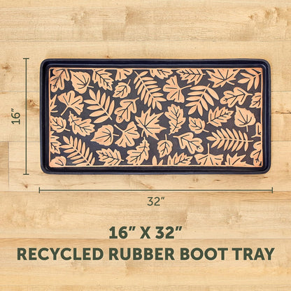Eddie Bauer Rubber Boot Tray – Lake Waves Design, 16"x32", Black – Waterproof Entryway Boot Mat