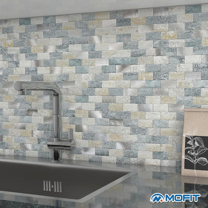 Peel and Stick Brick Backsplash for Kitchen,Back Splash for Bathrooms Walls Tiles Waterproof(10sheets,Blue Gray)