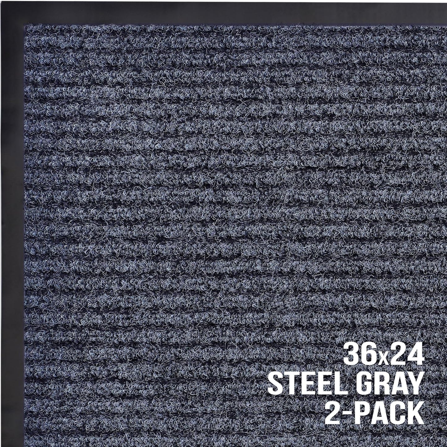Sierra Concepts Front Door Mat Welcome Floor Mats - Entryway Indoor Outdoor Entrance Doormat, Patio, Porch, Muddy Shoe, Inside Outside Low Profile, 30x17 inches, 2-Pack Gray