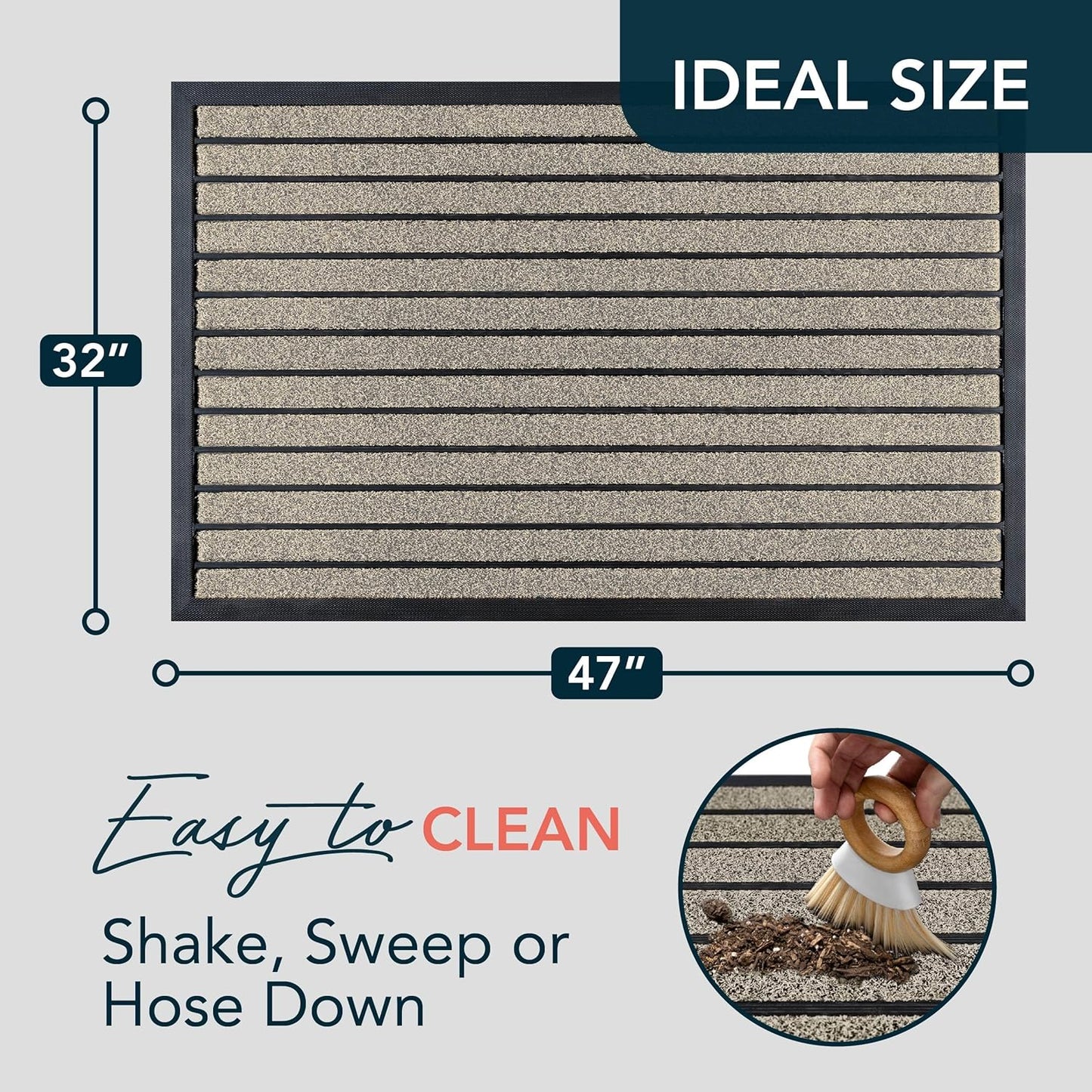 ubdyo Extra Durable Door Mat - Dirt Trapping Outdoor Welcome Mats - Non-Slip Outdoor Indoor Entrance - Low Profile Front Doormat (30" x 17", Bright Brown)