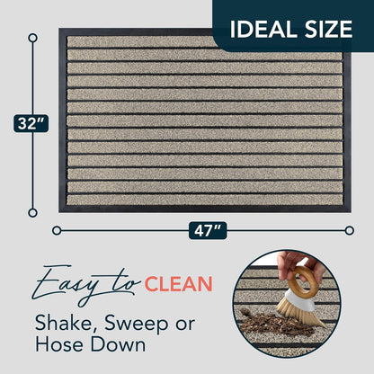 ubdyo Extra Durable Door Mat - Dirt Trapping Outdoor Welcome Mats - Non-Slip Outdoor Indoor Entrance - Low Profile Front Doormat (30" x 17", Bright Brown)