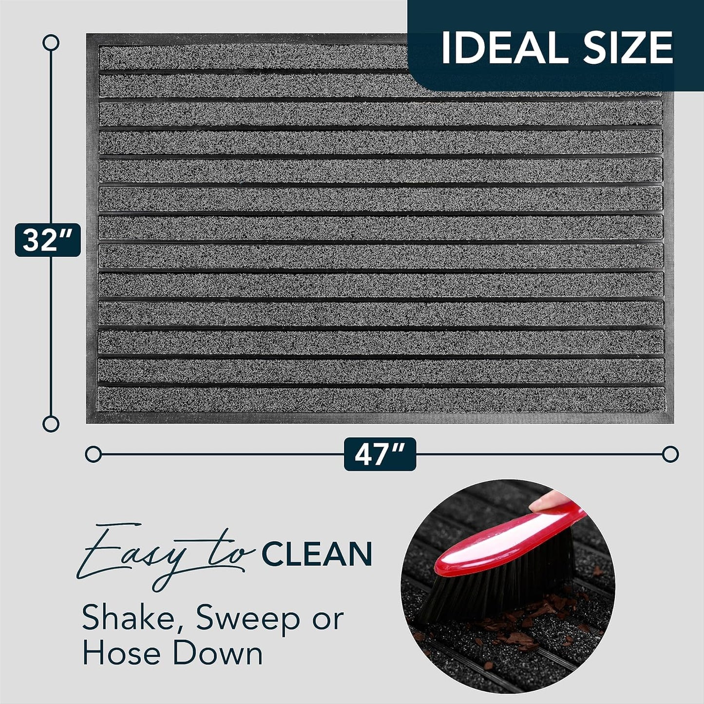 ubdyo Extra Durable Door Mat - Dirt Trapping Outdoor Welcome Mats - Non-Slip Outdoor Indoor Entrance - Low Profile Front Doormat (30" x 17", Bright Brown)