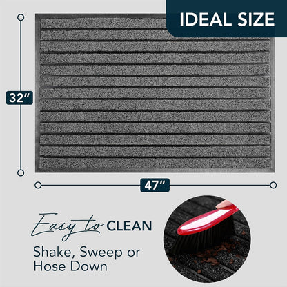 ubdyo Extra Durable Door Mat - Dirt Trapping Outdoor Welcome Mats - Non-Slip Outdoor Indoor Entrance - Low Profile Front Doormat (30" x 17", Bright Brown)