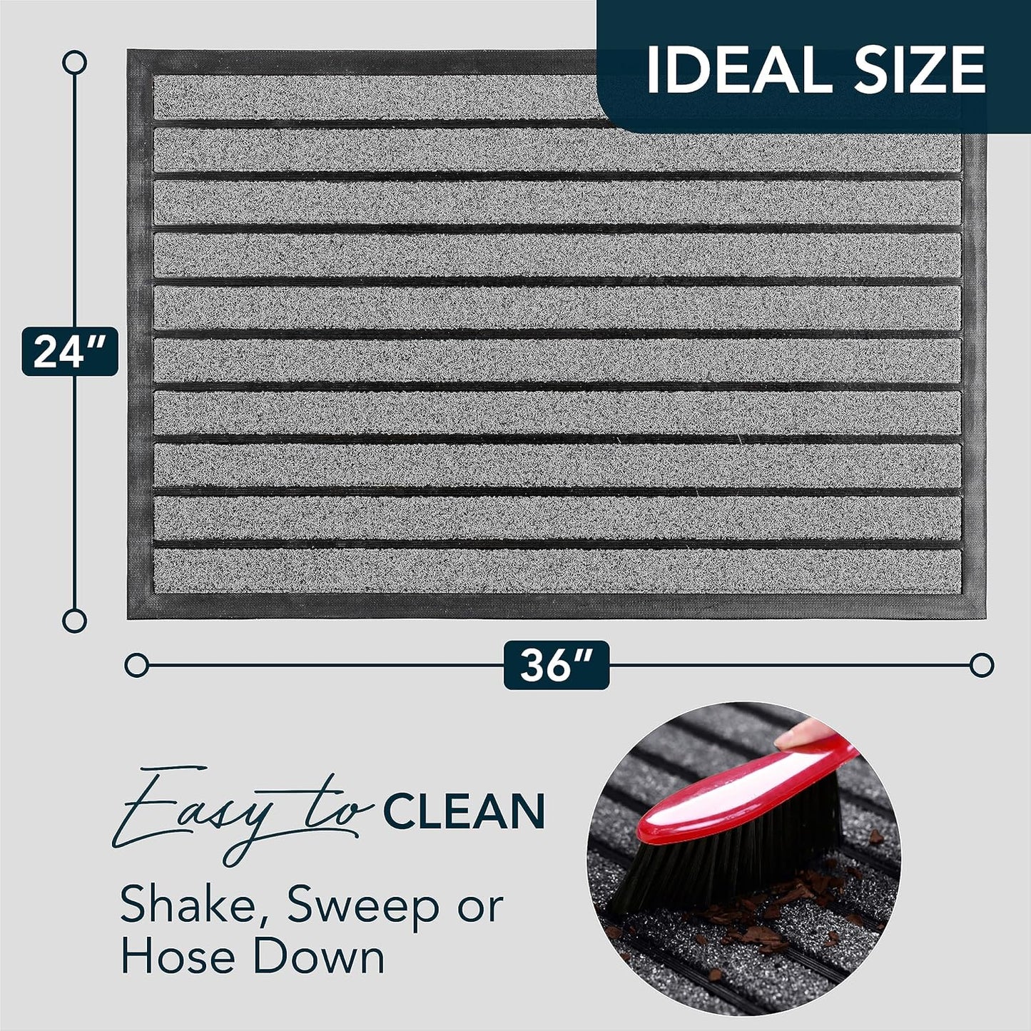 ubdyo Extra Durable Door Mat - Dirt Trapping Outdoor Welcome Mats - Non-Slip Outdoor Indoor Entrance - Low Profile Front Doormat (30" x 17", Bright Brown)