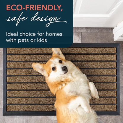 ubdyo Extra Durable Door Mat - Dirt Trapping Outdoor Welcome Mats - Non-Slip Outdoor Indoor Entrance - Low Profile Front Doormat (30" x 17", Bright Brown)