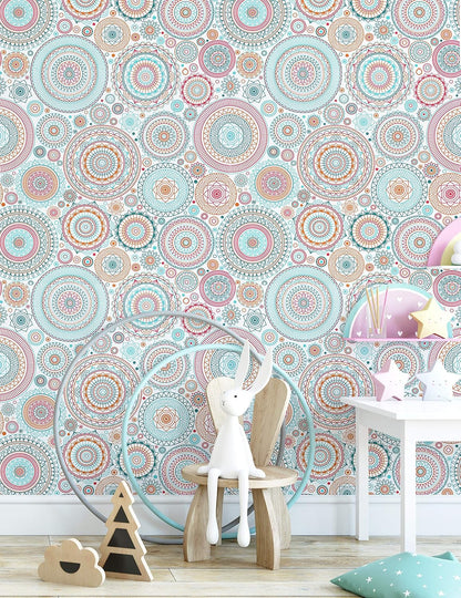 CiCiwind Peel and Stick Wallpaper Boho Contact Paper Kitchen Fun Colorful Wall Paper Self-Adhesive Removable Waterproof Easy to Clean Decoral Papel Tapiz para Pared 17.7''x78.7''