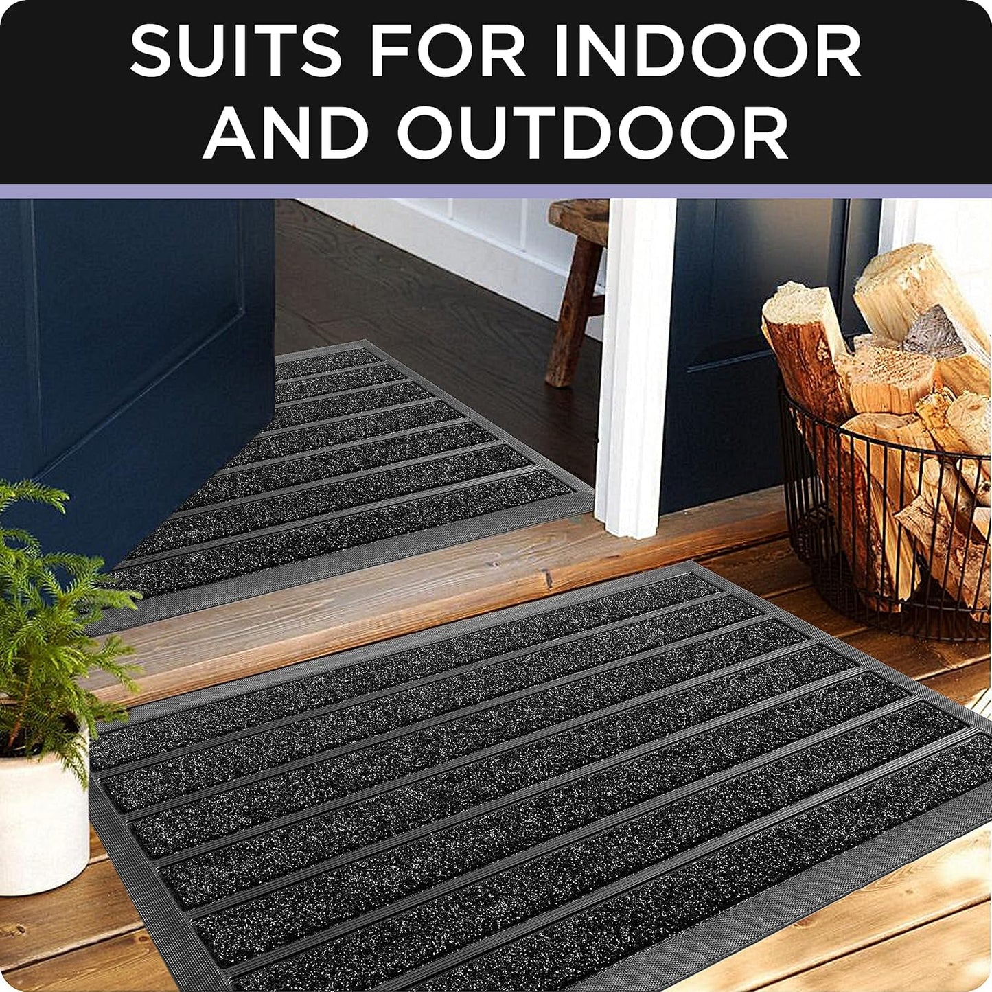 ubdyo Extra Durable Door Mat - Dirt Trapping Outdoor Welcome Mats - Non-Slip Outdoor Indoor Entrance - Low Profile Front Doormat (30" x 17", Bright Brown)